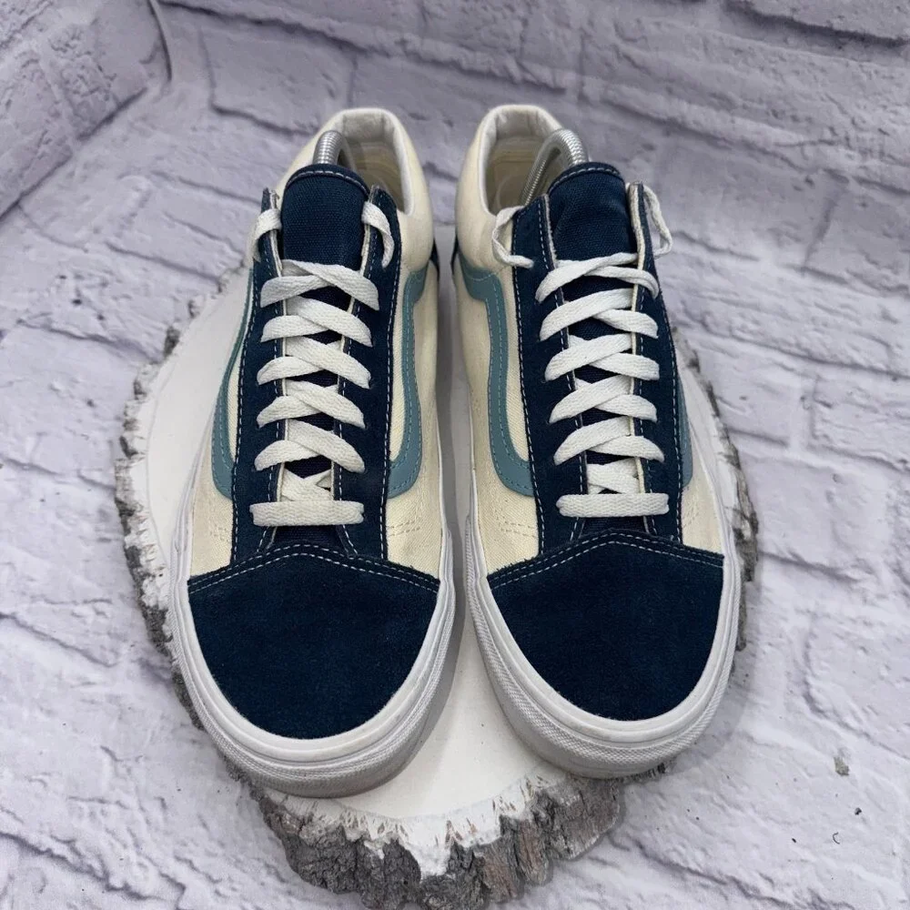 Vans OG Style 36 Blue Beige Men 9.5 Women 11 Skate Shoes Sneakers Retro - Picture 3 of 11